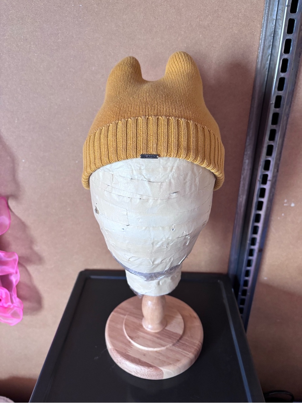 Blamo Ribbed Knit Horn Beanie